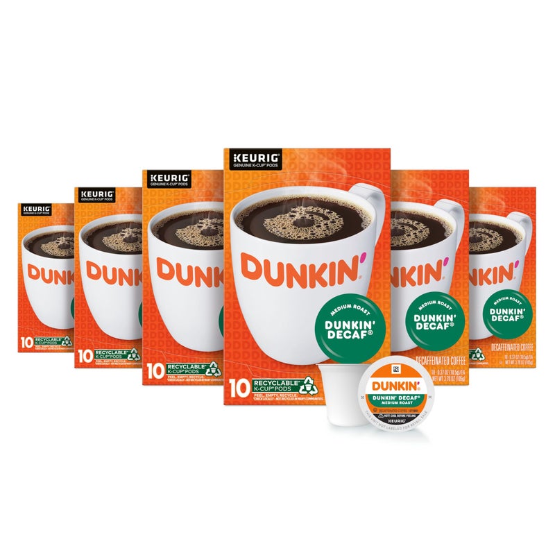 Dunkin Donuts Dunkin' Decaf Medium Roast Coffee, 60 Keurig K-Cup Pods - Image 1